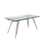 Extendable dining table in tempered glass and chromed steel