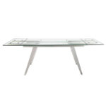 Extendable dining table in tempered glass and chromed steel