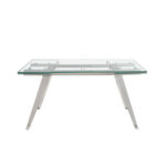 Extendable dining table in tempered glass and chromed steel