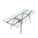 Extendable dining table in tempered glass and chromed steel