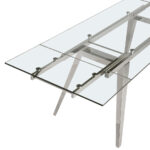 Extendable dining table in tempered glass and chromed steel