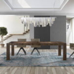 Walnut wood extendable dining table