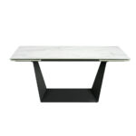 Mesa comedor extensible de porcelánico y acero negro