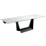 Extendable porcelain and black steel dining table