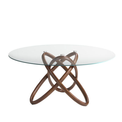 Mesa comedor redonda cristal templado y nogal dining table - Angel Cerda