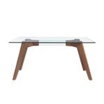 Rectangular dining table in tempered glass and Walnut wood