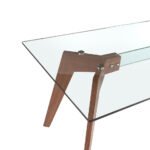 Mesa comedor rectangular de cristal templado y madera Nogal