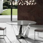 Glass and chrome steel dining table