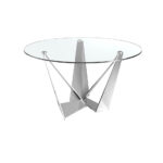 Glass and chrome steel dining table