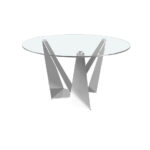 Mesa comedor de cristal y acero cromado