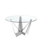 Mesa comedor de cristal y acero cromado
