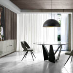 Black steel and glass dining table