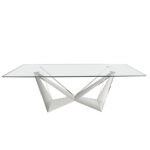 Tempered glass and chrome steel dining table