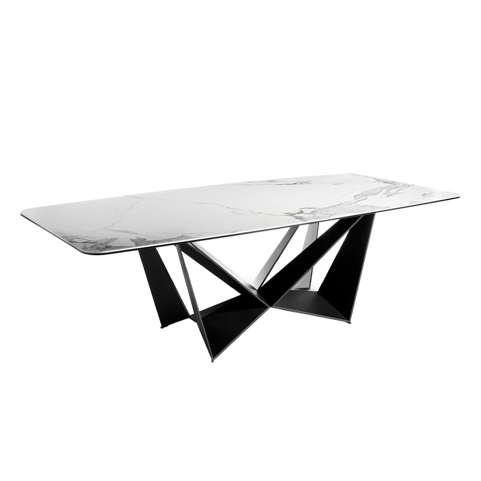 Porcelain and chrome steel dining table