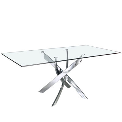 (Español) Mesa comedor rectangular cristal templado y acero cromado dining table - Angel Cerda