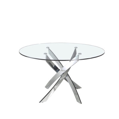 (Español) Mesa comedor redonda cristal templado y acero cromado dining table - Angel Cerda
