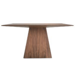 Walnut wood dining table with black tinted glass