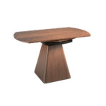 Walnut wood extendable dining table and pyramidal square base