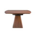 Walnut wood extendable dining table and pyramidal square base