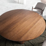 Walnut wood extendable dining table and pyramidal square base