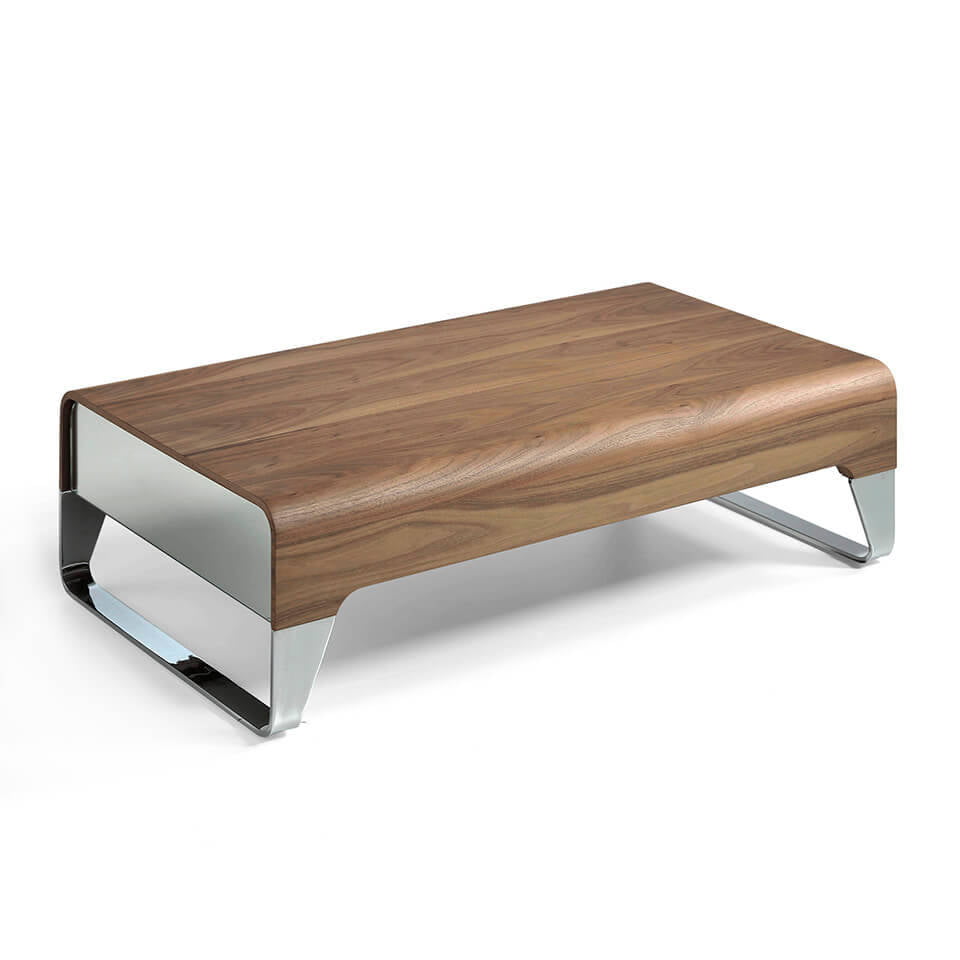Walnut wood and chrome steel coffee table Walnut wood and chrome steel coffee table