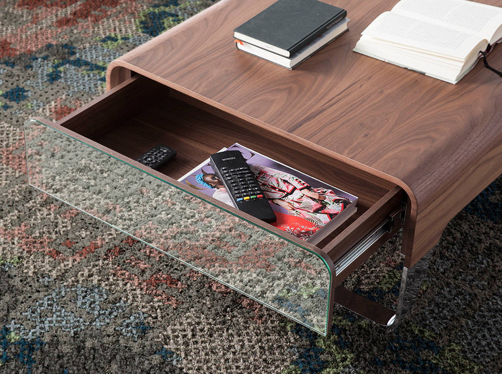 Walnut wood and chrome steel coffee table Walnut wood and chrome steel coffee table