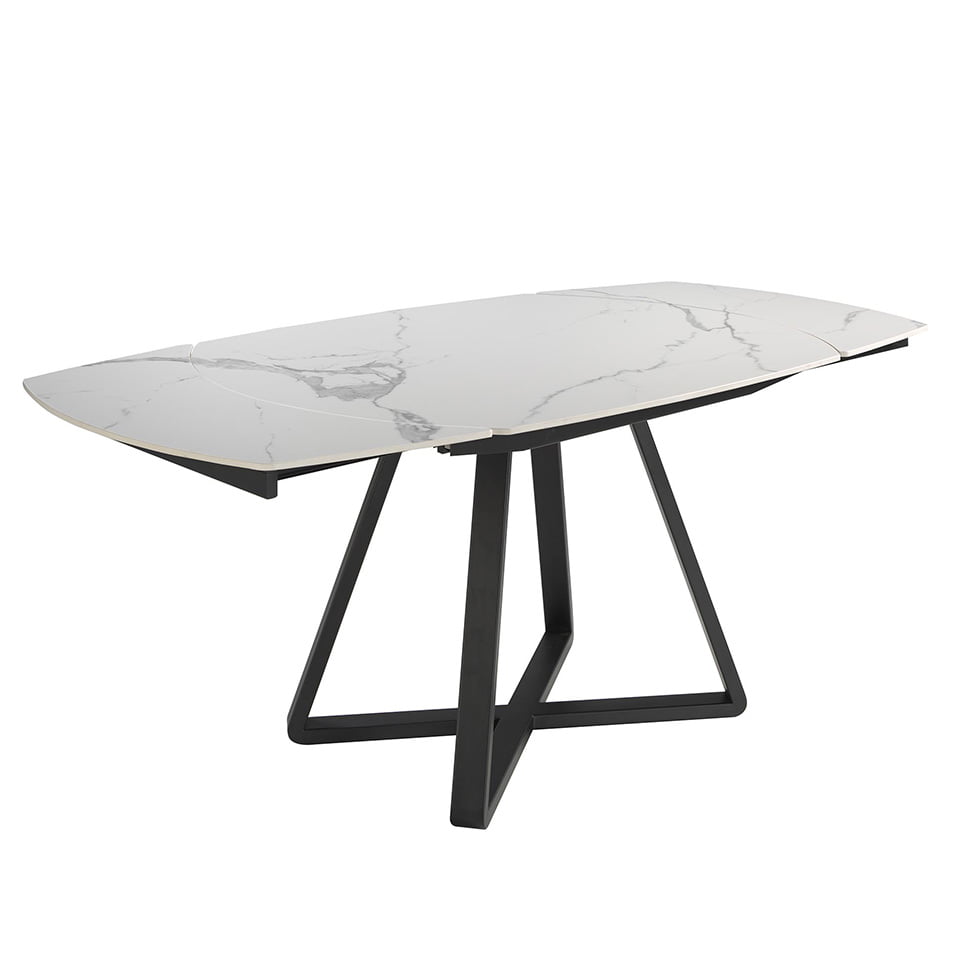 Обеденный стол из фарфора и черной стали