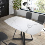 Porcelain and black steel dining table