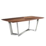 Dining table in walnut wood and chrome-plated steel