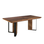 Rectangular dining table in walnut and black steel