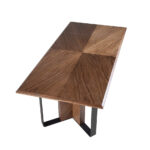 Rectangular dining table in walnut and black steel