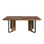 Rectangular dining table in walnut and black steel