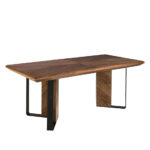 Rectangular dining table in walnut and black steel