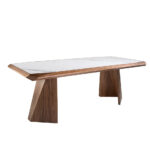 Porcelain and walnut wood dining table