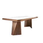 Porcelain and walnut wood dining table