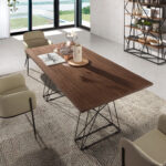 Rectangular dining table and black epoxy steel