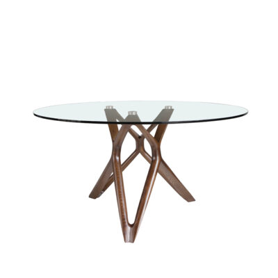 (Español) Mesa comedor redonda cristal templado y nogal Dining table - Angel Cerda