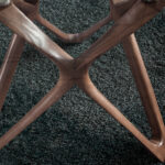 Mesa comedor redonda cristal y patas en madera