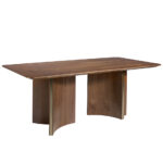 Rectangular dining table in walnut and golden steel