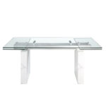 Rectangular tempered glass extending dining table