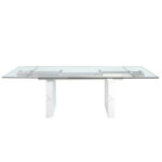 Rectangular tempered glass extending dining table