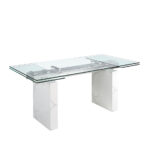 Table à manger à rallonge rectangulaire verre trempé