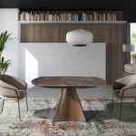 Oval Barrel porcelain marble extending dining table