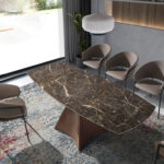 Oval Barrel porcelain marble extending dining table