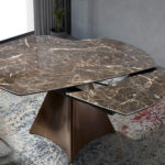 Oval Barrel porcelain marble extending dining table