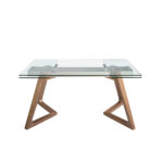 Rectangular tempered glass extending dining table