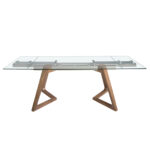 Rectangular tempered glass extending dining table