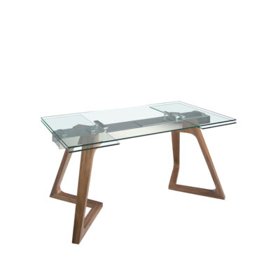(Español) Mesa comedor extensible rectangular cristal templado y nogal dining table - Angel Cerda
