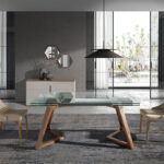 Rectangular tempered glass extending dining table