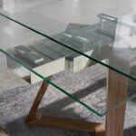 Rectangular tempered glass extending dining table